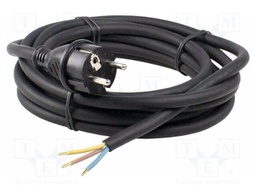 Cable; 3G1mm2; CEE 7/7 (E/F) plug,wires; rubber; 3m; black; 16A