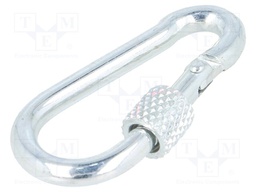 Snap hook; steel; for rope; 40mm; zinc; Size: 4mm; with protection