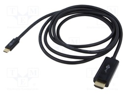 Cable; DisplayPort plug,USB C plug; PVC; 3m; black