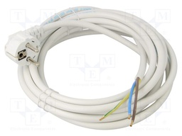 Cable; CEE 7/7 (E/F) plug angled,wires; PVC; 5m; white; 3x1,5mm2