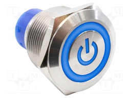 Switch: vandal resistant; DPDT; 3A/250VAC; IP67; ON-(ON); blue; 12V