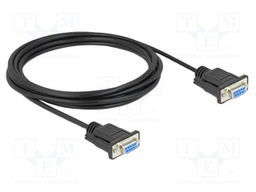 Cable; D-Sub 9pin socket,both sides; PVC; Len: 3m; black