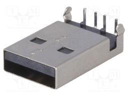 Plug; USB A; on PCBs; THT; PIN: 4; angled 90°; shielded; USB 2.0