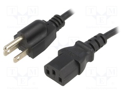 Cable; NEMA 5-15 (B) plug,IEC C13 female; 3m; black; PVC; 3x18AWG