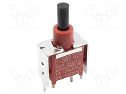 Switch: push-button; Pos: 2; SPST-NO; 1A/250VAC; 3A/28VDC; OFF-(ON)