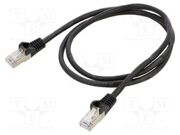 Patch cord; SF/UTP; 5e; stranded; CCA; PVC; black; 1m; 26AWG