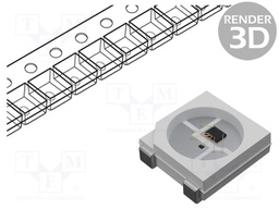 Programmable LED; SMD; 2020; RGB; 2.2x2x0.84mm; 3.7÷5.5V; 10kHz