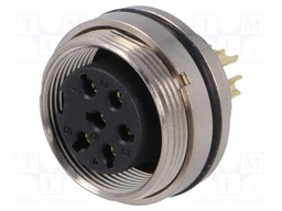 Connector: M16; female; for panel mounting,front side nut; IP67