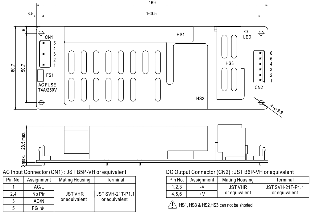 Power supply: switched-mode; 153.6W; 127÷370VDC; 90÷264VAC; OUT: 1