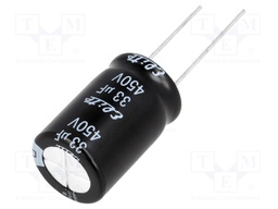 Capacitor: electrolytic; THT; 33uF; 450VDC; Ø16x31.5mm; ±20%; 2000h