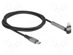 Cable; Apple Lightning angled plug,USB C plug; 1.5m; black; 3A