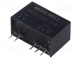 Converter: DC/DC; 2W; Uin: 21.6÷26.4V; Uout: 9VDC; Uout2: -9VDC; SIP7