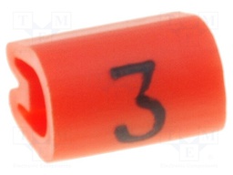 Markers for cables and wires; Label symbol: 3; 3.8÷6.3mm; PVC
