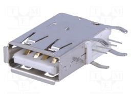 Socket; USB A; THT