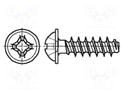 Screw; for plastic; 4x8; Head: button; Phillips; steel; zinc; WN1411