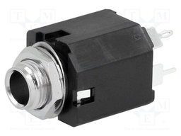 Socket; Jack 6,35mm; female; mono; with on/off switch; straight