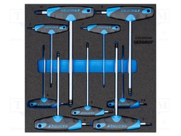 Kit: screwdrivers; in a foam tray; hex key,spherical; 9pcs.