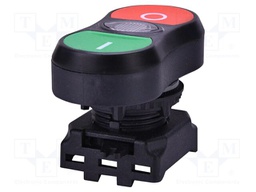 Switch: double; 22mm; green/red; LED; IP65; flat; E; Pos: 2; Ø22.5mm