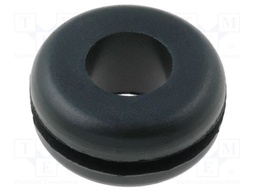 Grommet; Ømount.hole: 9.5mm; Øhole: 6.3mm; rubber; black