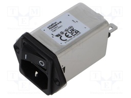 Filtered IEC Power Entry Module, IEC C14, Medical, 6 A, 250 VAC, 2-Pole Switch