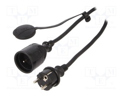 Extension lead; Sockets: 1; rubber; black; 3x1,5mm2; 30m; 16A