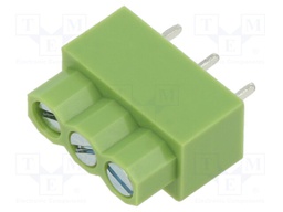 PCB terminal block; angled 90°; 5mm; ways: 3; on PCBs; terminal