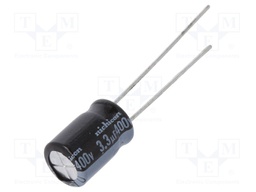 Capacitor: electrolytic; THT; 3.3uF; 400VDC; Ø8x11.5mm; ±20%; 1000h