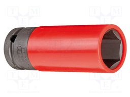 Socket; 6-angles,socket spanner; 21mm; 1/2"; steel