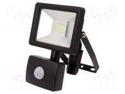 Lamp: LED flood light; 6500(typ)K; IP44; Body: black; 10W; 230VAC