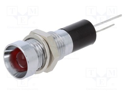 Indicator: LED; recessed; 24VDC; Cutout: Ø8mm; for PCB; brass