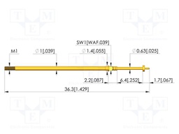 Test needle; Spring compression: 4.3mm; 6.35mm; 3A; CuBe; Ø: 0.4mm