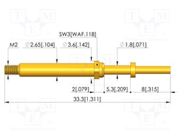 Test needle; Spring compression: 4mm; 5mm; 8A; CuBe; gold-plated