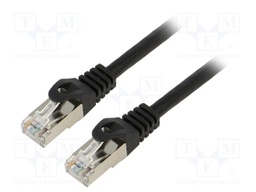 Patch cord; F/UTP; 6; stranded; CCA; PVC; black; 0.25m; 26AWG; 1pcs.