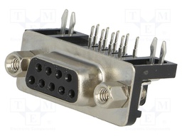 D-Sub; PIN: 9; socket; female; 7,2mm standard; Locking: screws; THT