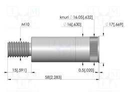 Test probe socket; silver plated; KS-672; M10-M; L: 58mm