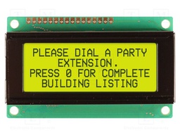Display: LCD; STN Positive; 20x4; yellow-green; 77.5x47mm; LED