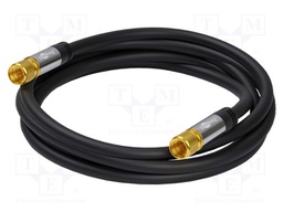 Cable; 75Ω; 3m; coaxial 9.5mm plug,both sides; black