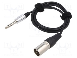 Cable; Jack 6,3mm 3pin plug,XLR male 3pin; 6m; black; 0.08mm2