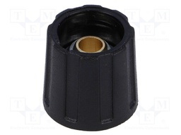 Knob; without pointer; ABS; Shaft d: 6.35mm; Ø16x15.5mm; black