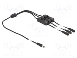 Cable; DC 5,5/2,1 plug,DC 5,5/2,1 socket x3; straight; black; 1m