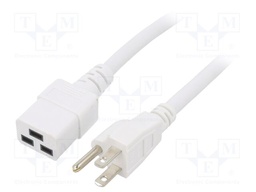 Cable; 3x14AWG; IEC C19 female,NEMA 5-15 (B) plug; PVC; 1.8m