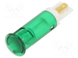 Indicator: LED; flat; green; Ø10mm; QS; for soldering,connectors