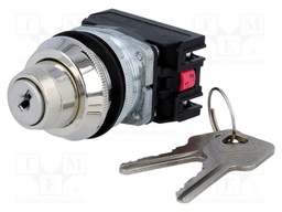 Switch: rotary with key; Stabl.pos: 2; NC + NO; 30mm; silver; IP56