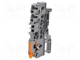 DIN Rail Mount Terminal Block, Through, 3 Ways, 22 AWG, 12 AWG, 2.5 mm², Clamp, 24 A