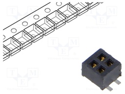 Connector: pin strips; female; PIN: 4; 1.27mm; gold flash; SMT