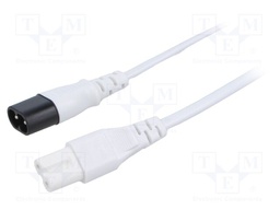 Cable; 2x0.75mm2; IEC C7 female,IEC C8 male; PVC; 3m; white; 2.5A