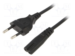 Cable; CEE 7/7 (E/F) plug,IEC C7 female; 1.8m; black; PVC; 2.5A