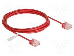 Patch cord; U/UTP; Cat: 6; RJ45 plug,both sides; 2m; PVC; red; 32AWG
