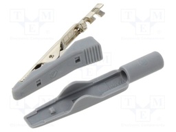 Crocodile clip; 8A; 60VDC; Grip capac: max.4mm; grey; crimped