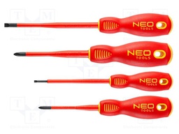 Kit: screwdrivers; insulated,slim; 1kVAC; Phillips,slot; 4pcs.